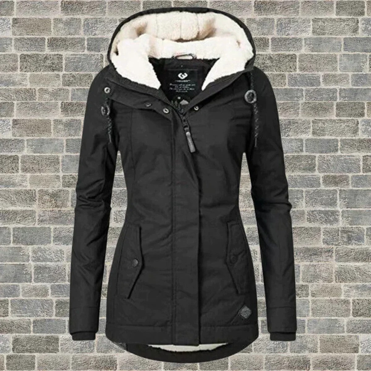 Longline Quilted Winter Parka with Hood and Zipper Closure