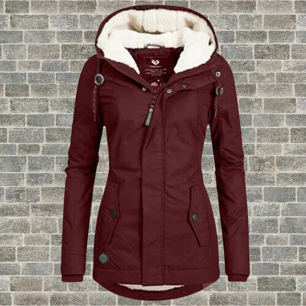 Longline Quilted Winter Parka with Hood and Zipper Closure