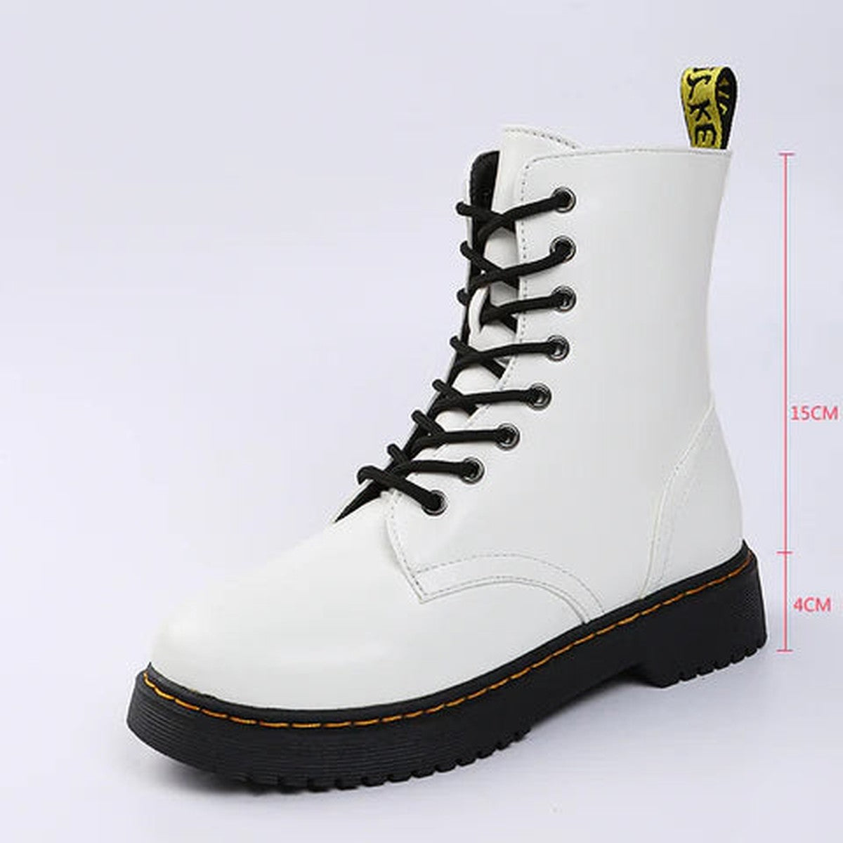 Chunky Platform Ankle Combat Boots with Lace Up and Side Zipper