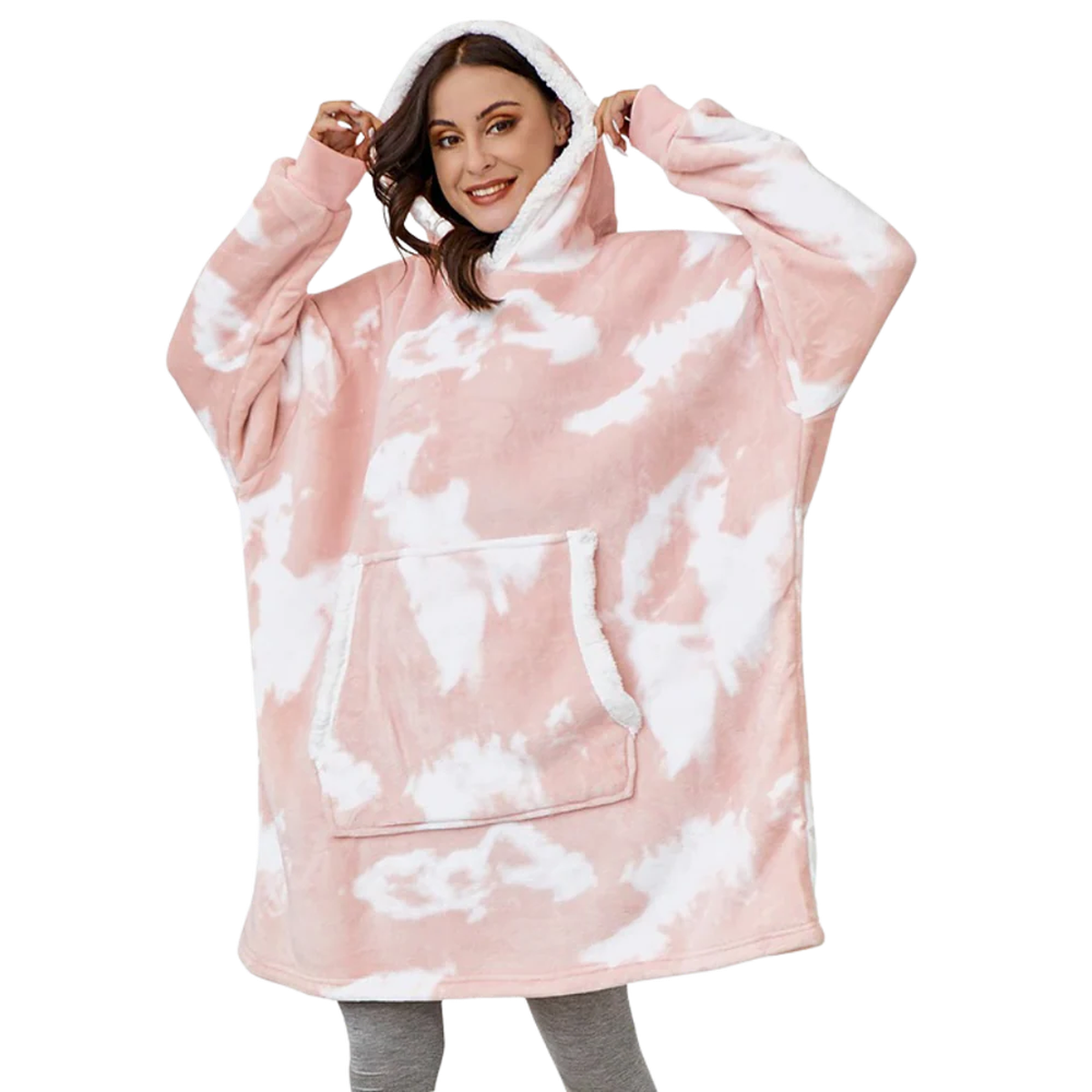 Oversized Wearable Blanket Hoodie with Front Pocket and Sherpa Fleece Lining