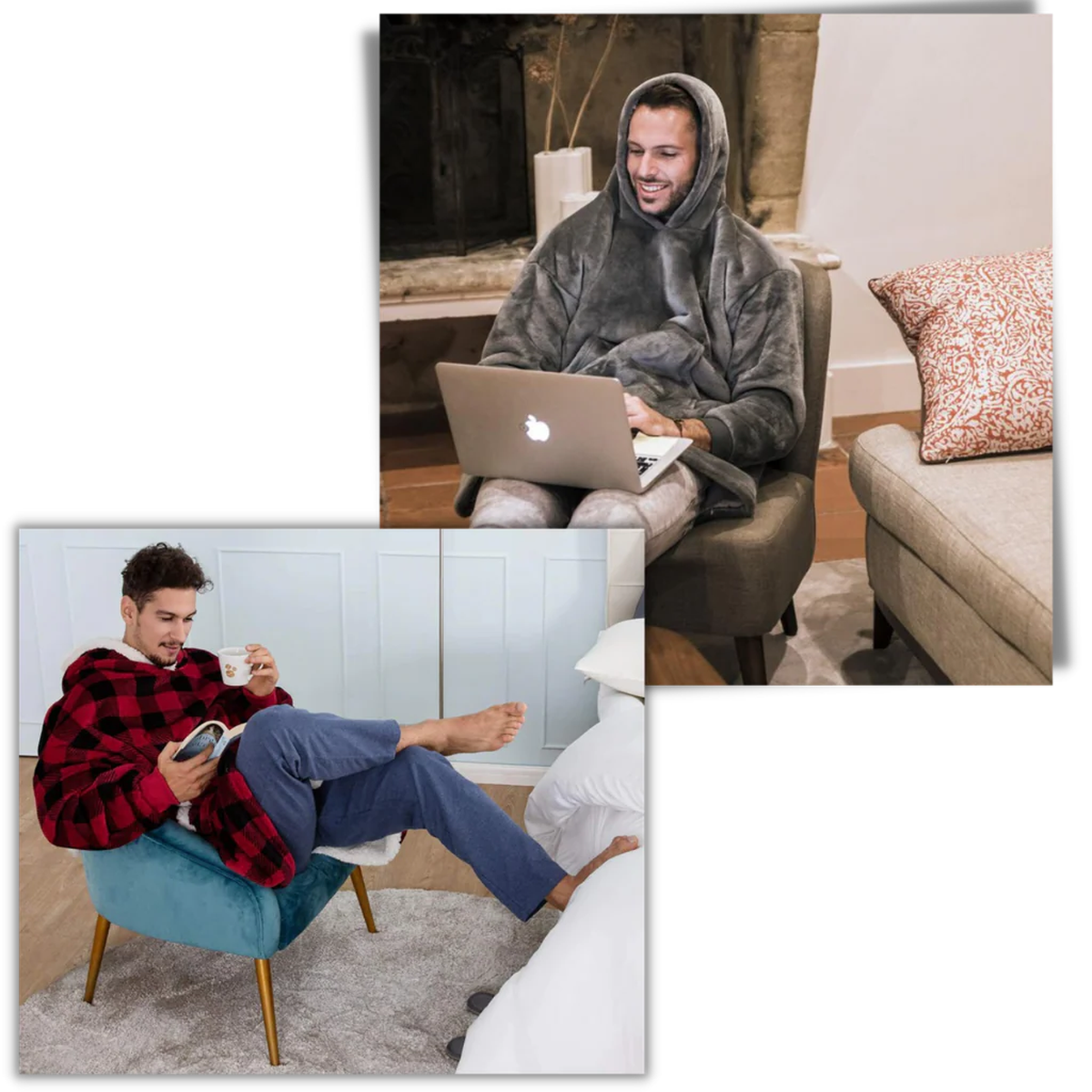 Oversized Wearable Blanket Hoodie with Front Pocket and Sherpa Fleece Lining