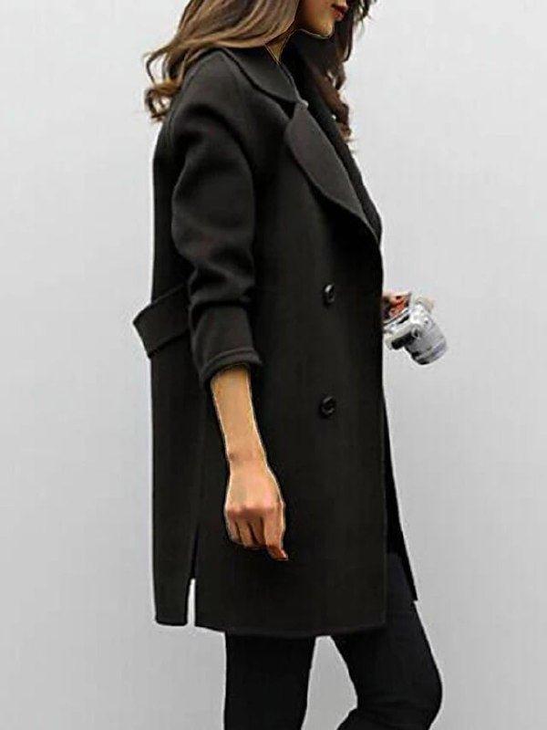 Double-Breasted Longline Winter Coat for Women