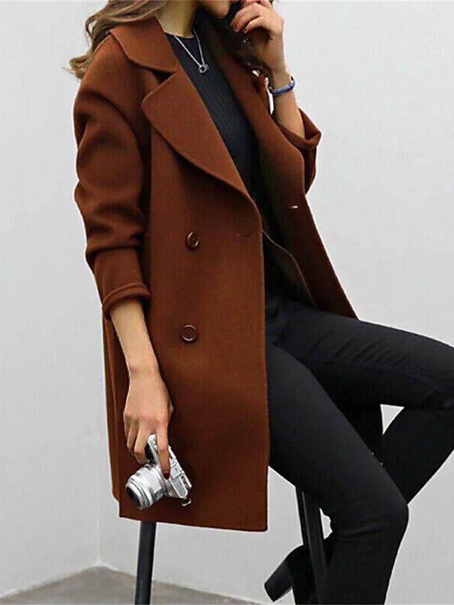Double-Breasted Longline Winter Coat for Women