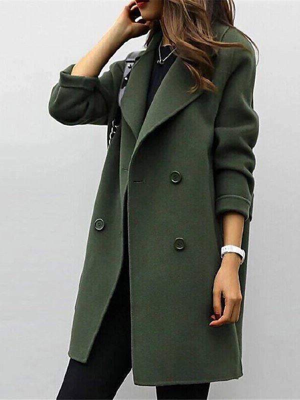 Double-Breasted Longline Winter Coat for Women