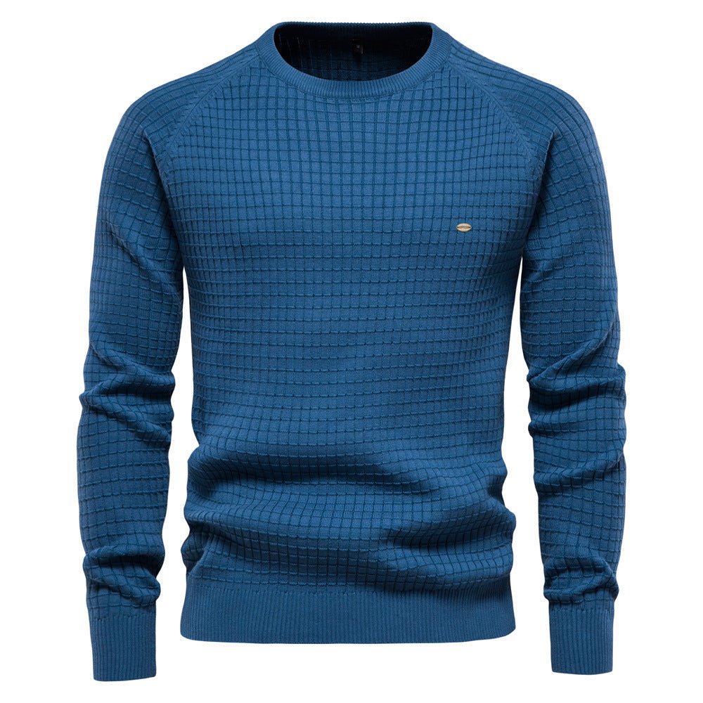 Knitted Sweater for Men with Relaxed Crewneck and Lightweight Warmth, Machine Washable