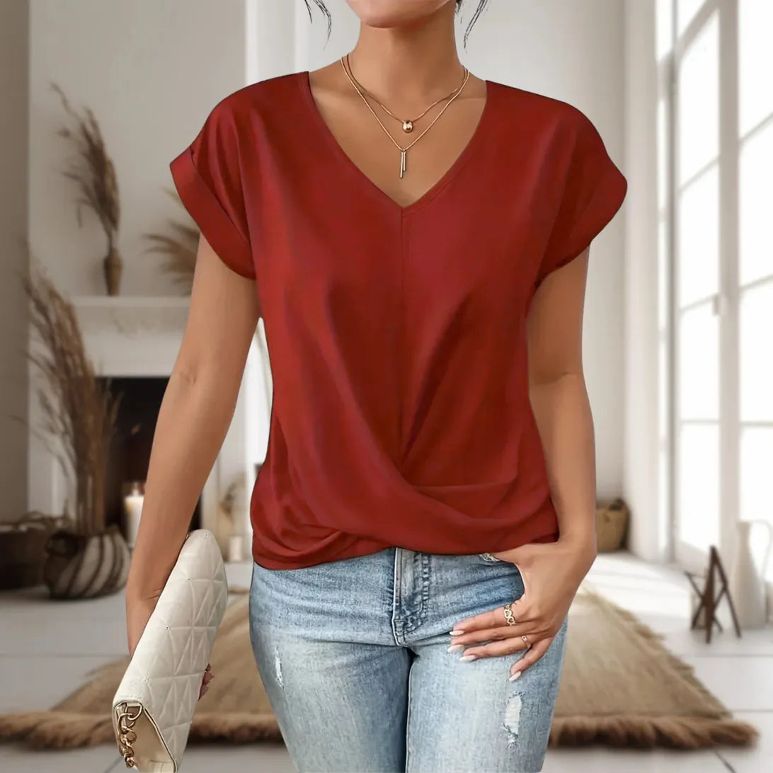 Womens Sweetheart Neckline T-Shirt with Lightweight Stretch and Breathable Fabric