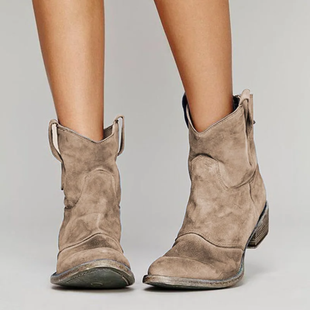 Women's Western Ankle Boots with stylish pull tabs, perfect for fall fashion.