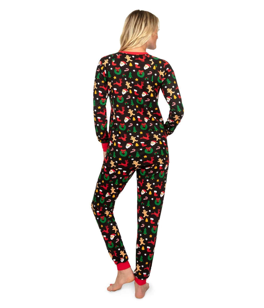Long Sleeve Pajama Set with Cookie Cutter Print and Side Pockets