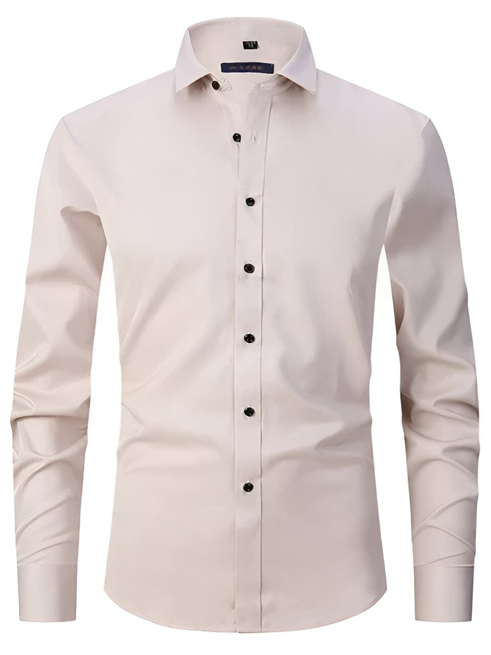 Men's Slim-Fit Long Sleeve Shirt with Breathable Cotton Blend and Full Button Front