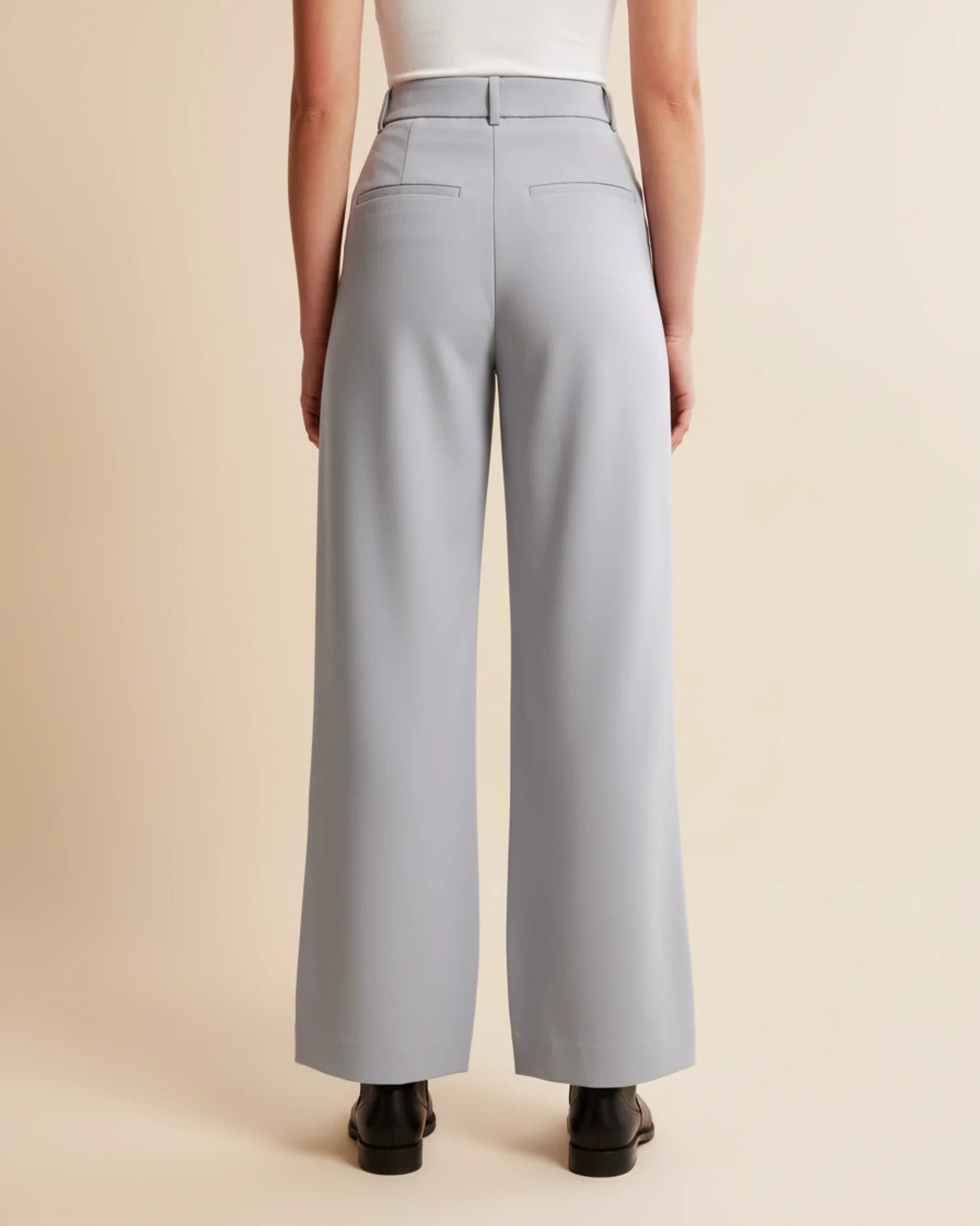 High Waist Pleated Trousers with Straight Leg and Rayon Blend, Machine Washable