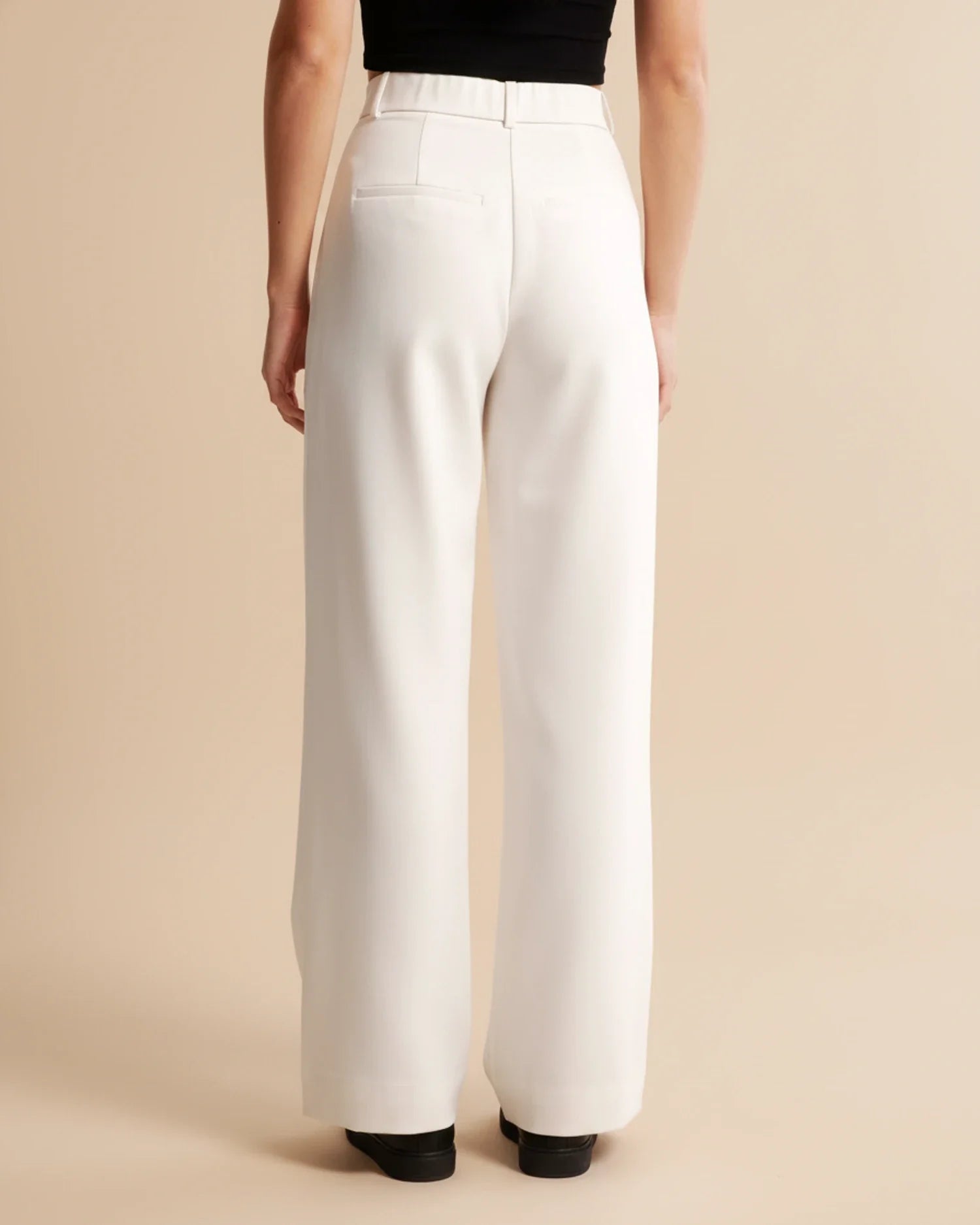 High Waist Pleated Trousers with Straight Leg and Rayon Blend, Machine Washable